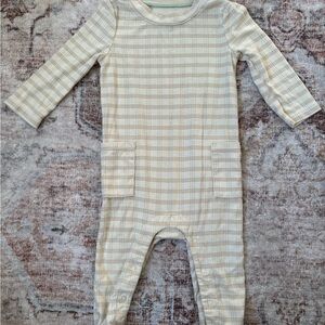 cloud island Cream and Tan Plaid One-Piece Footie